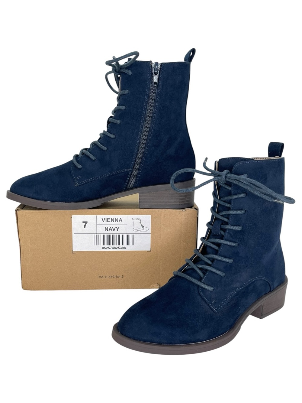 Journee Collection Vienna Navy Microsuede Womens Ankle Boots Size 7M
